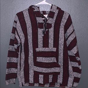 Maroon and White Baja Poncho